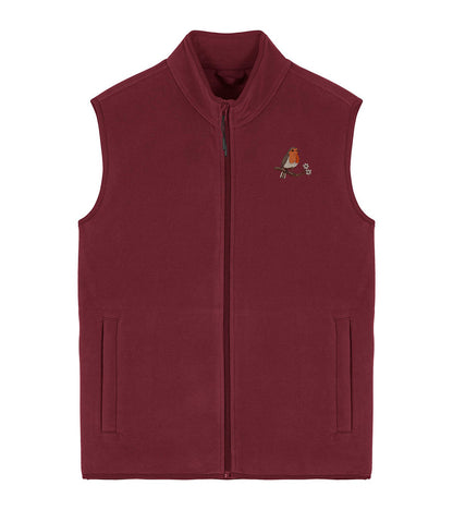 Robin Embroidered Men's Fleece Gilet Bodywarmer