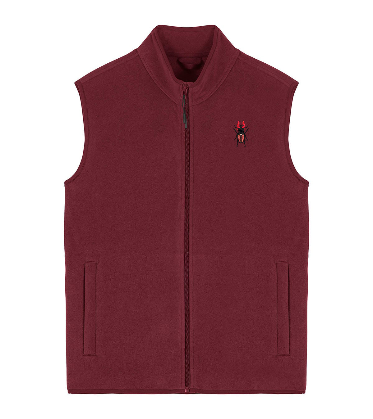 Stag Beetle Embroidered Men's Fleece Gilet Bodywarmer