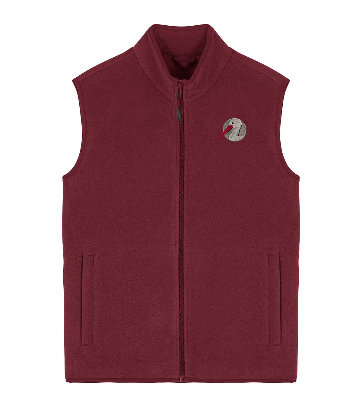White Stork Portrait Embroidered Men's Fleece Gilet Bodywarmer