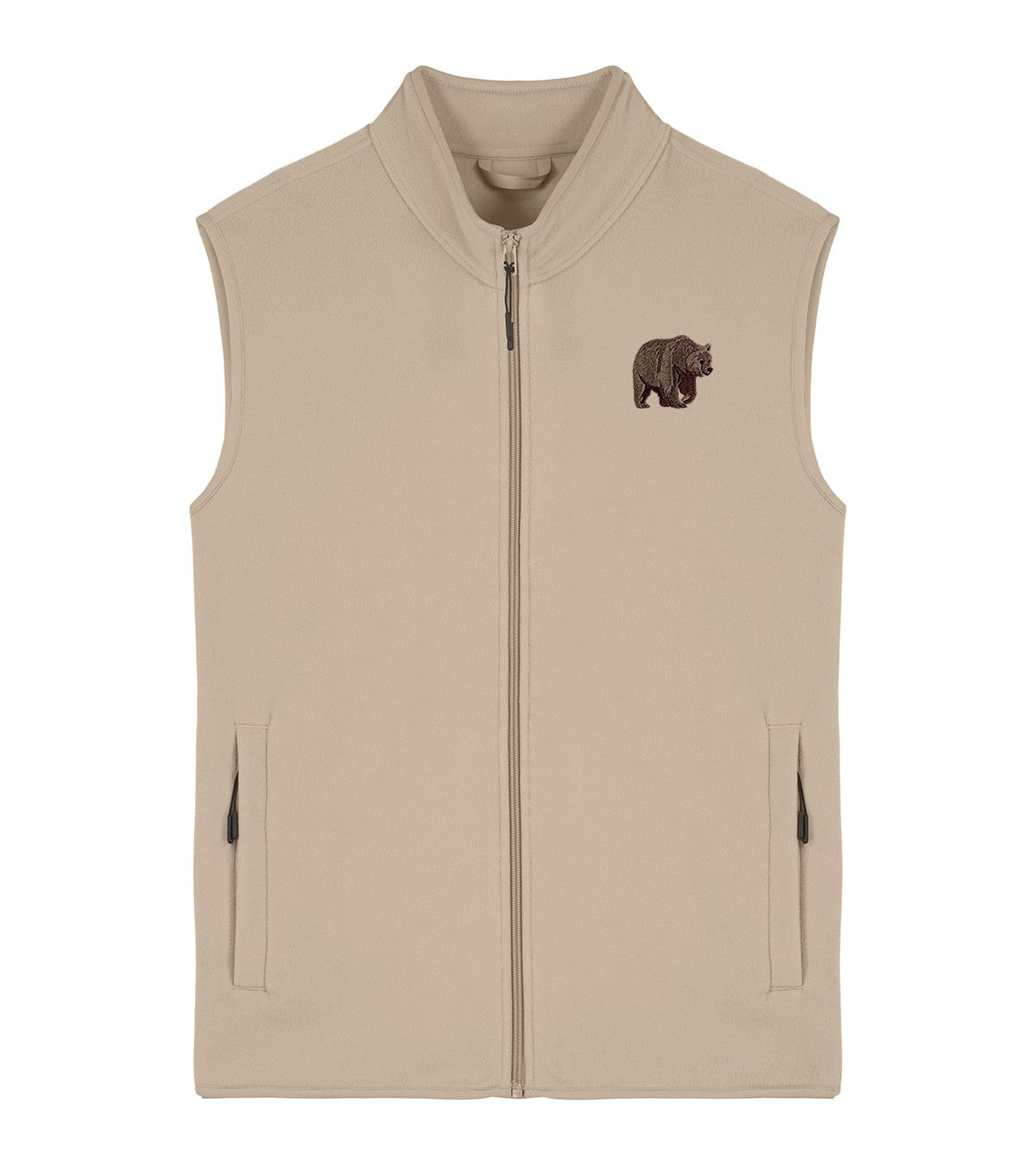 Brown Bear Embroidered Men's Fleece Gilet Bodywarmer