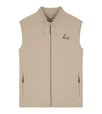 Mushroom Moon Crescent Embroidered Men's Fleece Gilet Bodywarmer