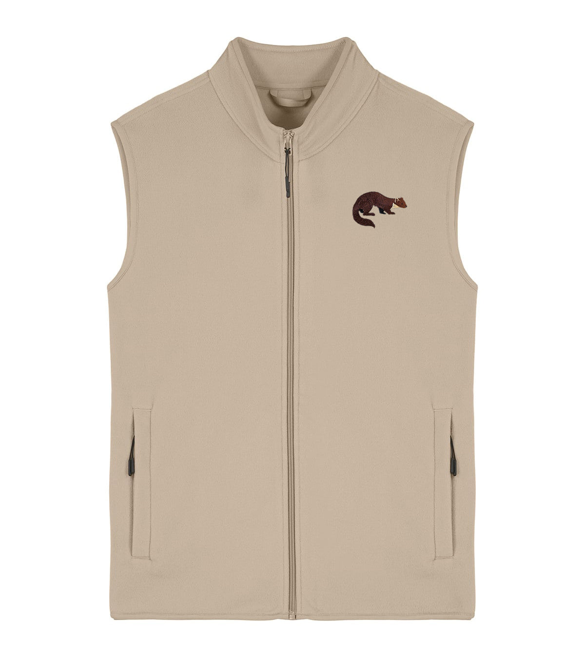 Pine Marten Embroidered Men's Fleece Gilet Bodywarmer