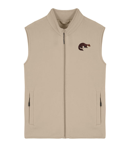 Pine Marten Embroidered Men's Fleece Gilet Bodywarmer