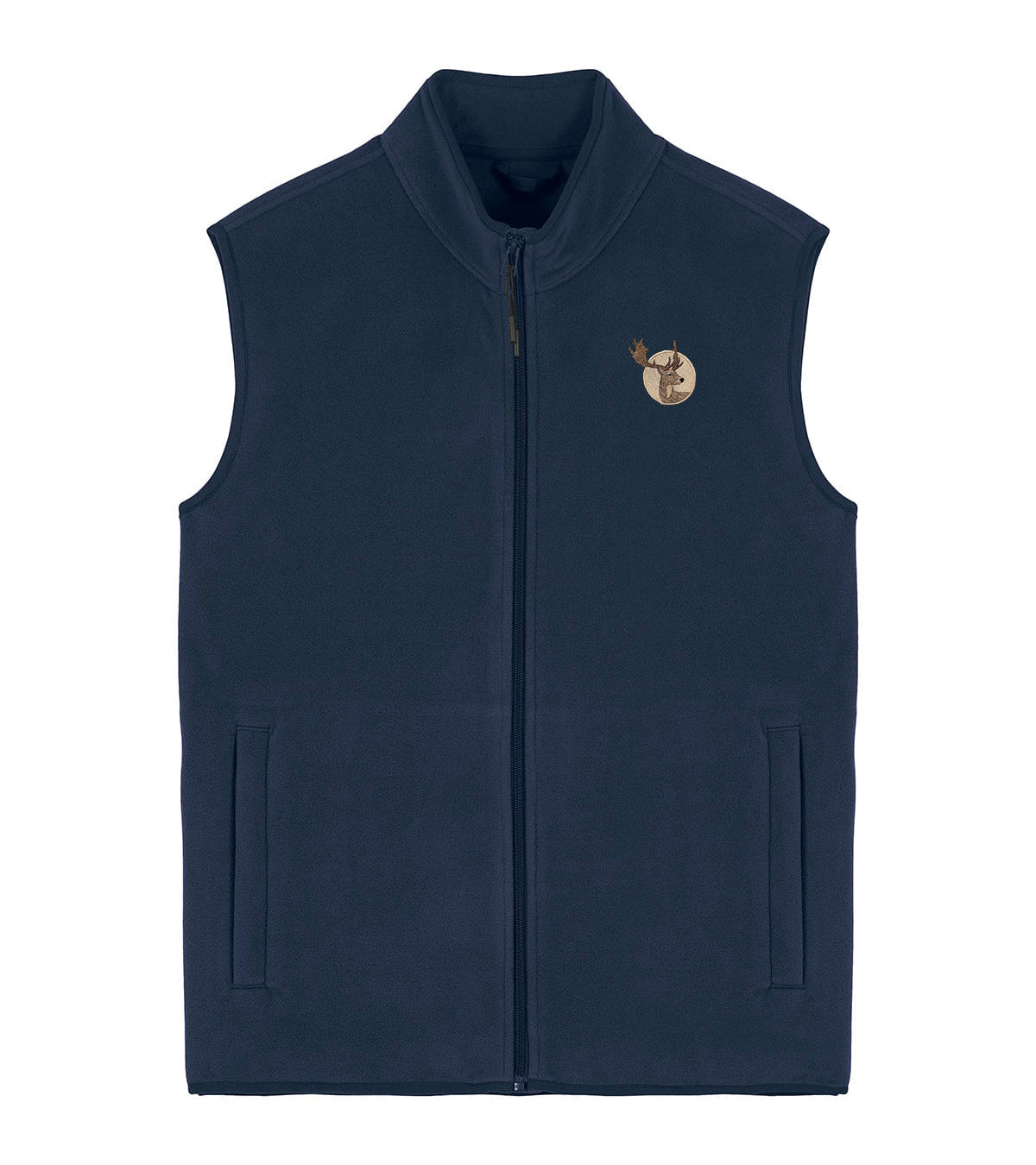 Fallow Deer Portrait Embroidered Men's Fleece Gilet Bodywarmer