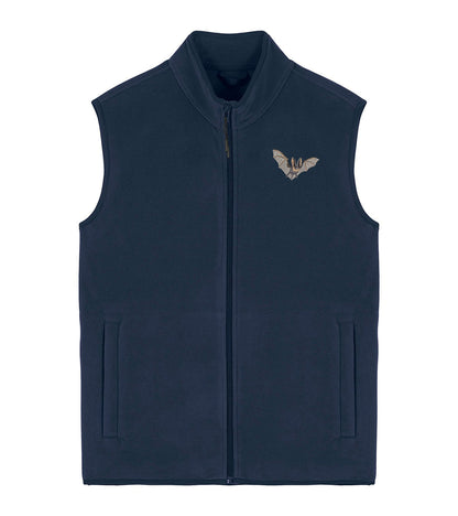 Grey Long-Eared Bat Embroidered Men's Fleece Gilet Bodywarmer