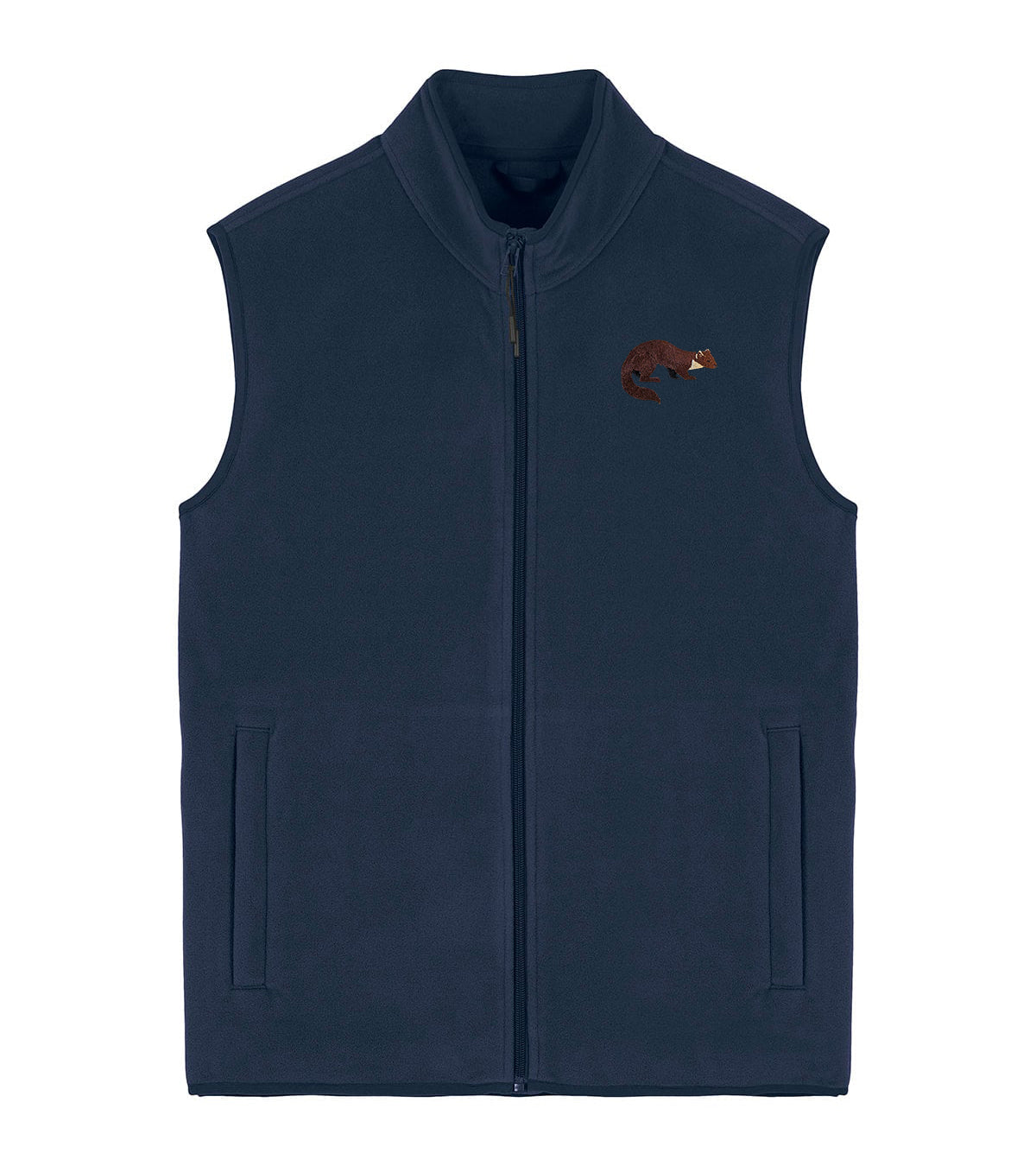 Pine Marten Embroidered Men's Fleece Gilet Bodywarmer