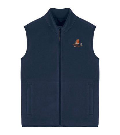 Robin Embroidered Men's Fleece Gilet Bodywarmer