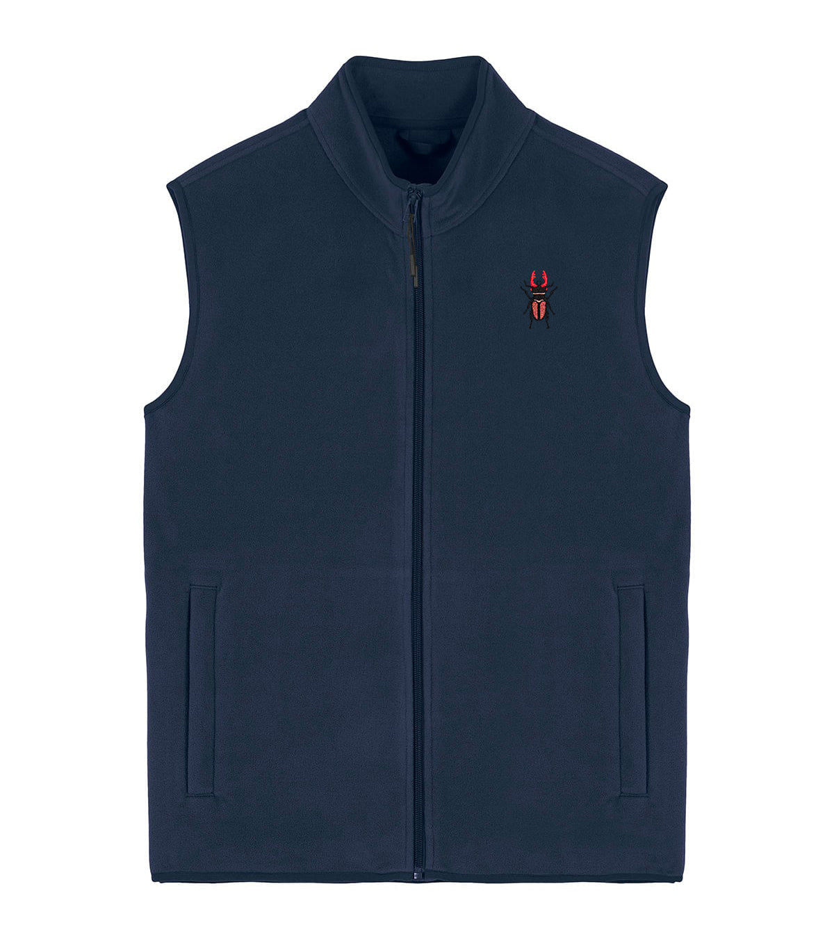 Stag Beetle Embroidered Men's Fleece Gilet Bodywarmer
