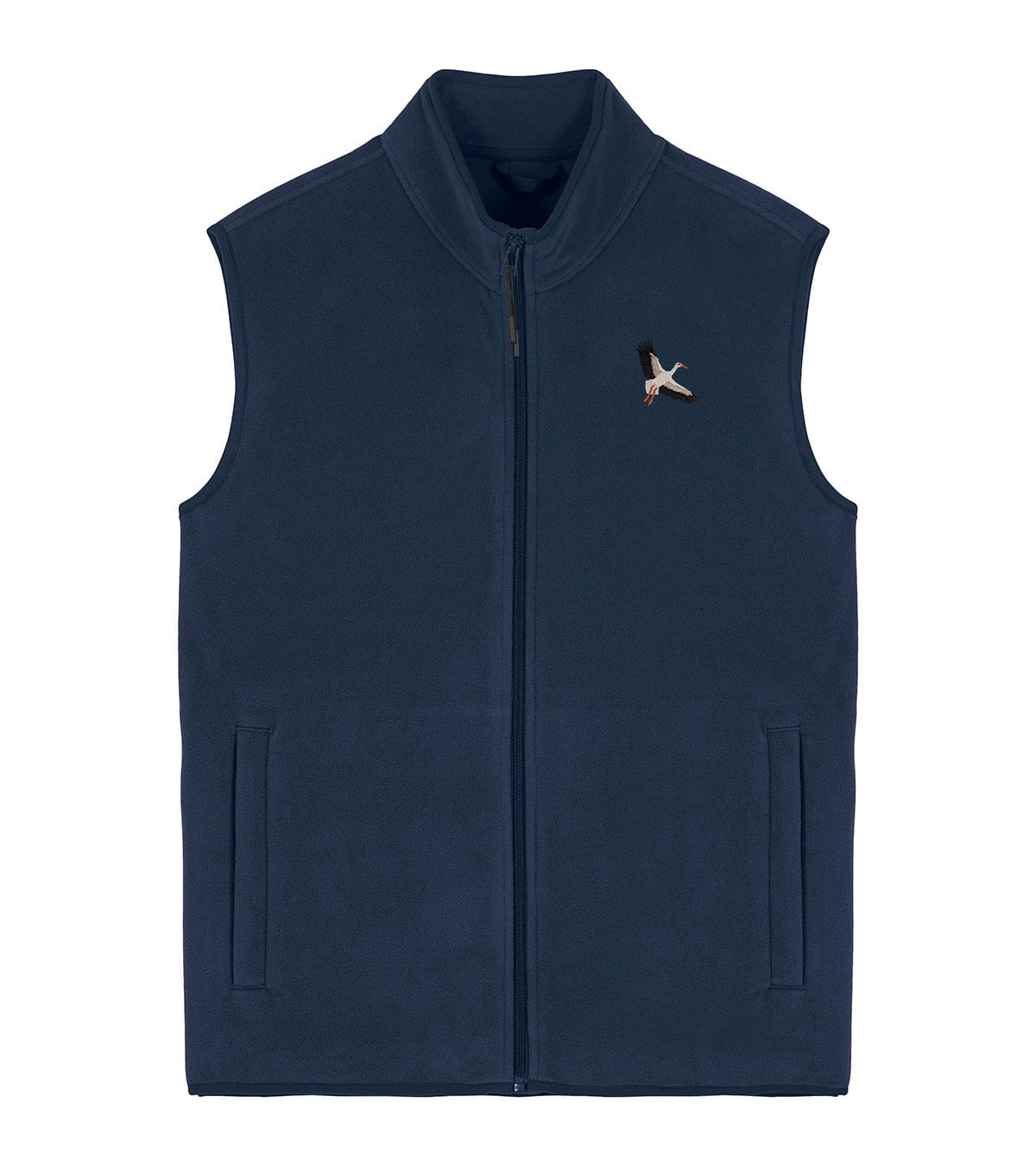 White Stork Flight Embroidered Men's Fleece Gilet Bodywarmer