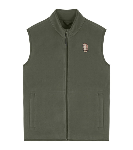 Barn Owl Cute Embroidered Men's Fleece Gilet Bodywarmer