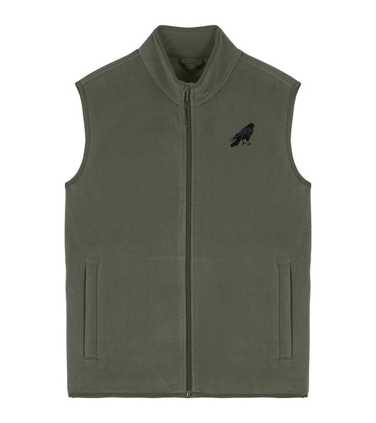 Crow Embroidered Men's Fleece Gilet Bodywarmer