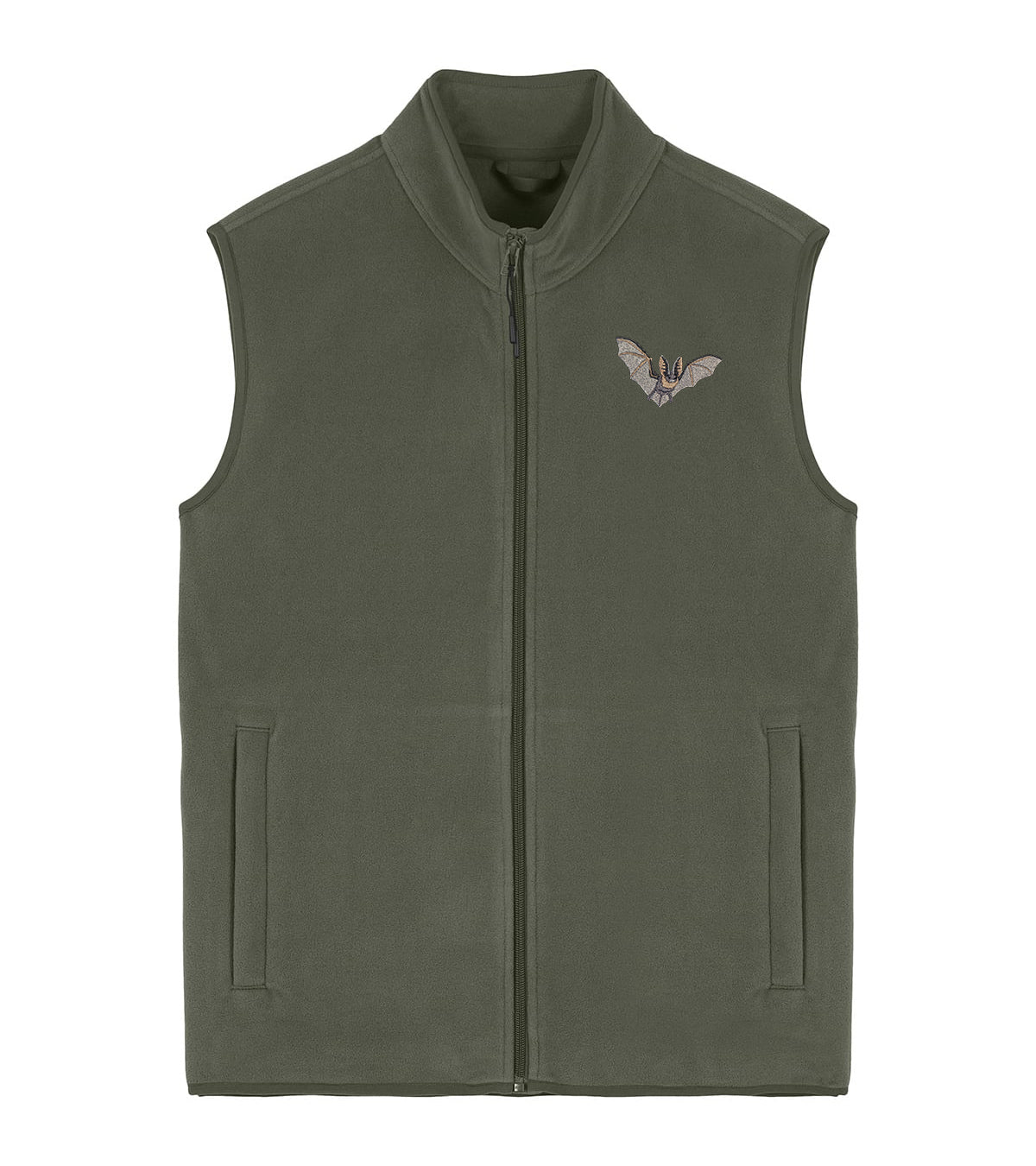 Grey Long-Eared Bat Embroidered Men's Fleece Gilet Bodywarmer