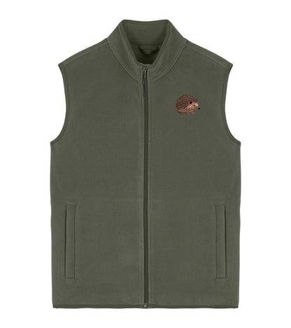 Hedgehog Embroidered Men's Fleece Gilet Bodywarmer