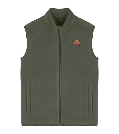 Highland Cow Embroidered Men's Fleece Gilet Bodywarmer