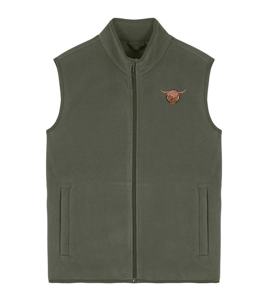 Highland Cow Embroidered Men's Fleece Gilet Bodywarmer