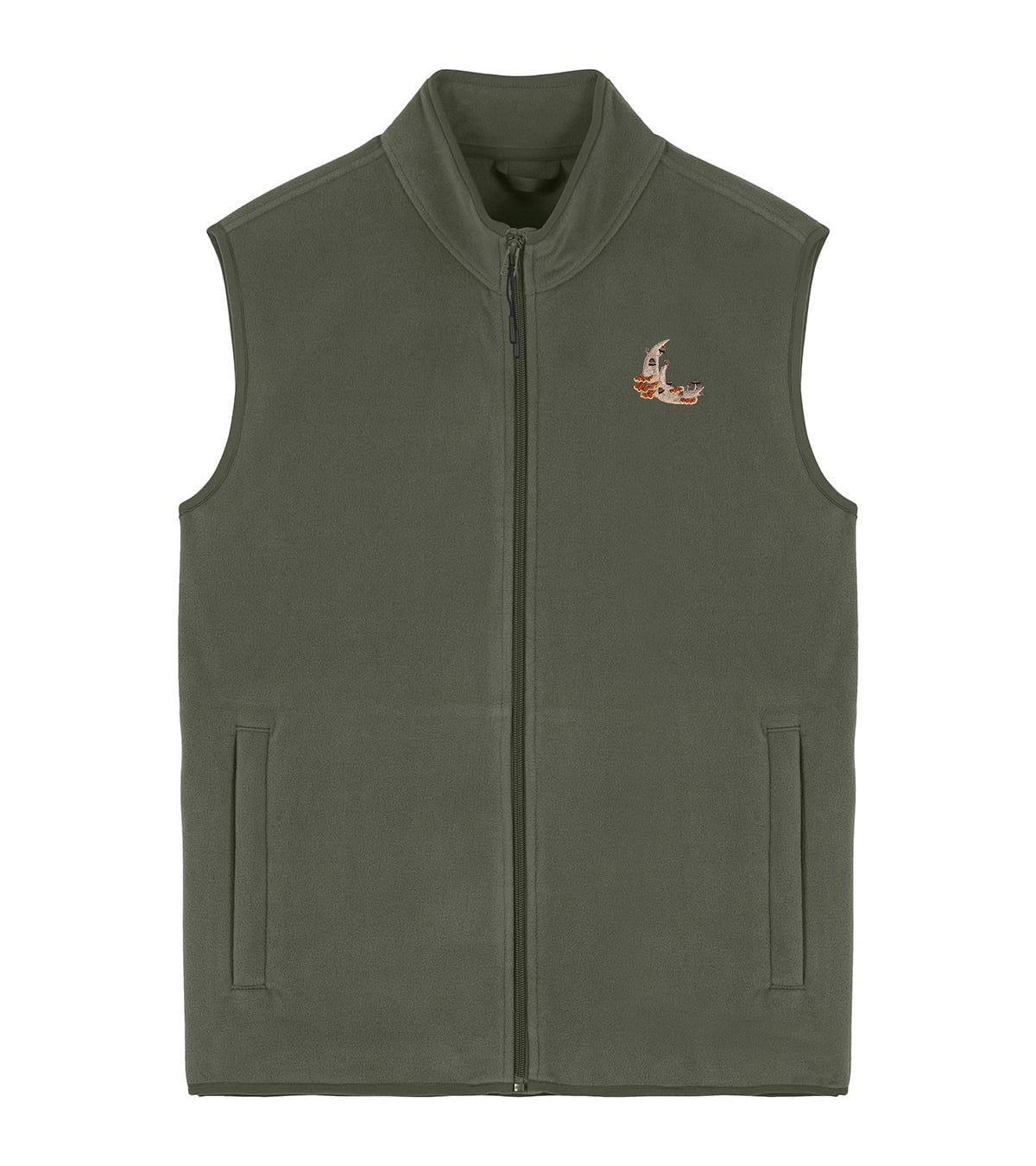 Mushroom Moon Crescent Embroidered Men's Fleece Gilet Bodywarmer