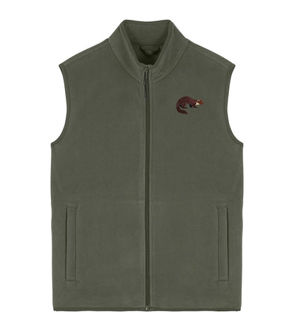 Pine Marten Embroidered Men's Fleece Gilet Bodywarmer