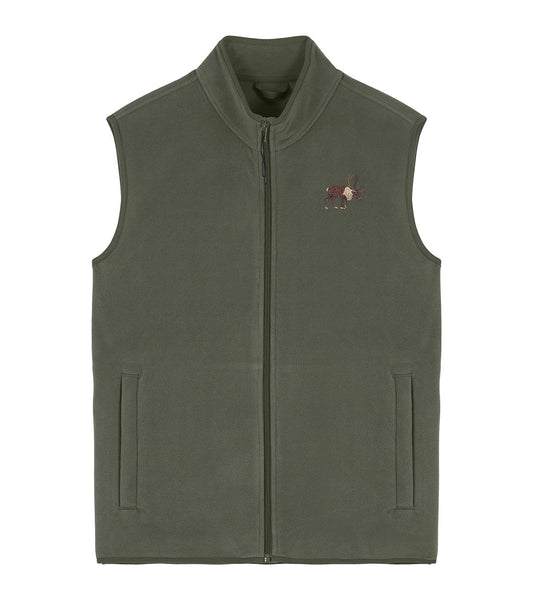 Reindeer Embroidered Men's Fleece Gilet Bodywarmer