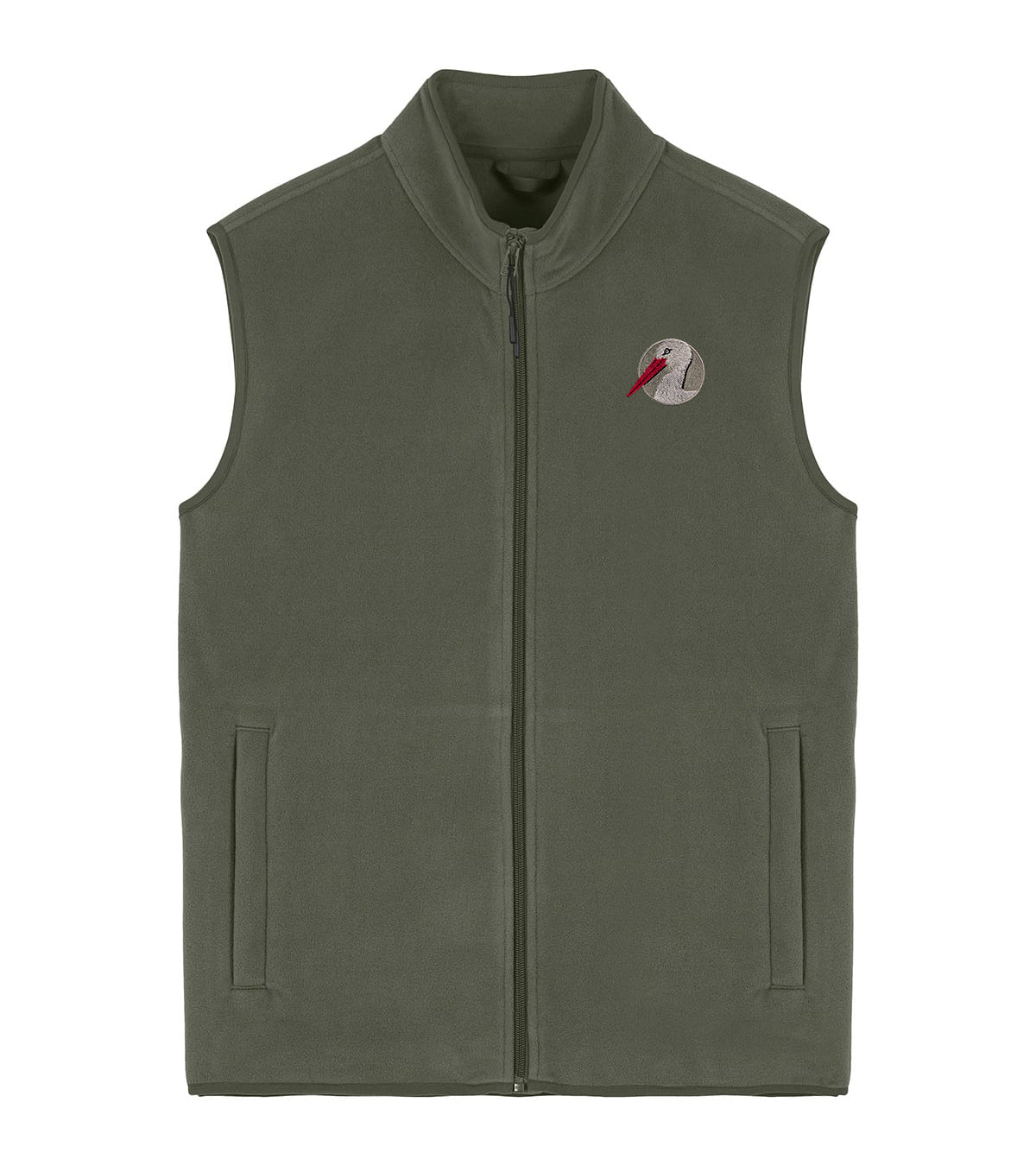 White Stork Portrait Embroidered Men's Fleece Gilet Bodywarmer
