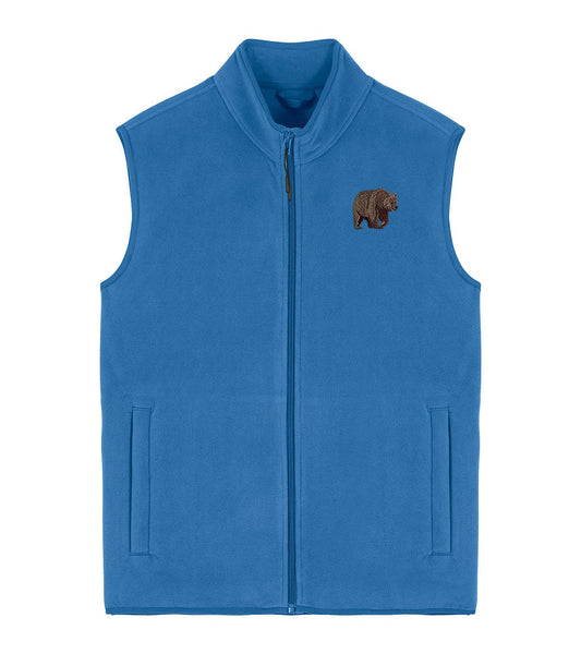Brown Bear Embroidered Men's Fleece Gilet Bodywarmer