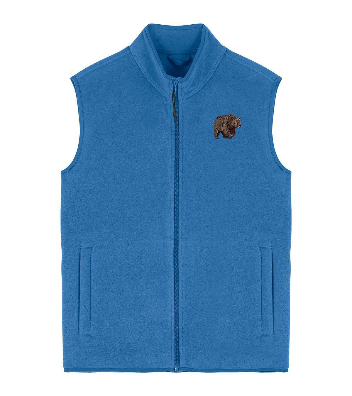 Brown Bear Embroidered Men's Fleece Gilet Bodywarmer