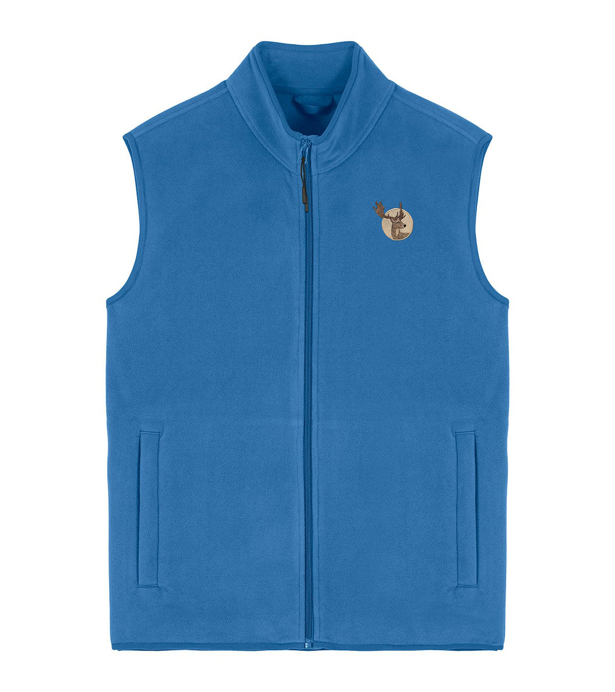 Fallow Deer Portrait Embroidered Men's Fleece Gilet Bodywarmer