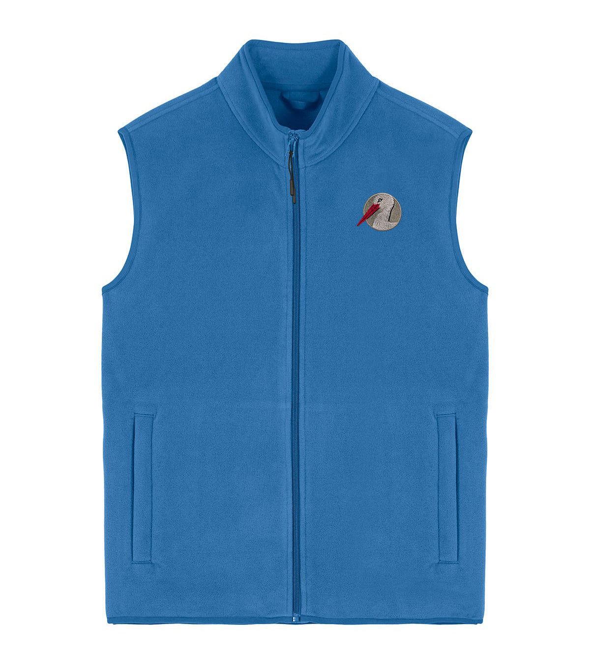White Stork Portrait Embroidered Men's Fleece Gilet Bodywarmer