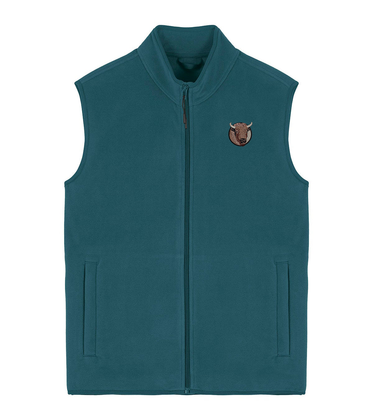 Bison Portrait Embroidered Men's Fleece Gilet Bodywarmer