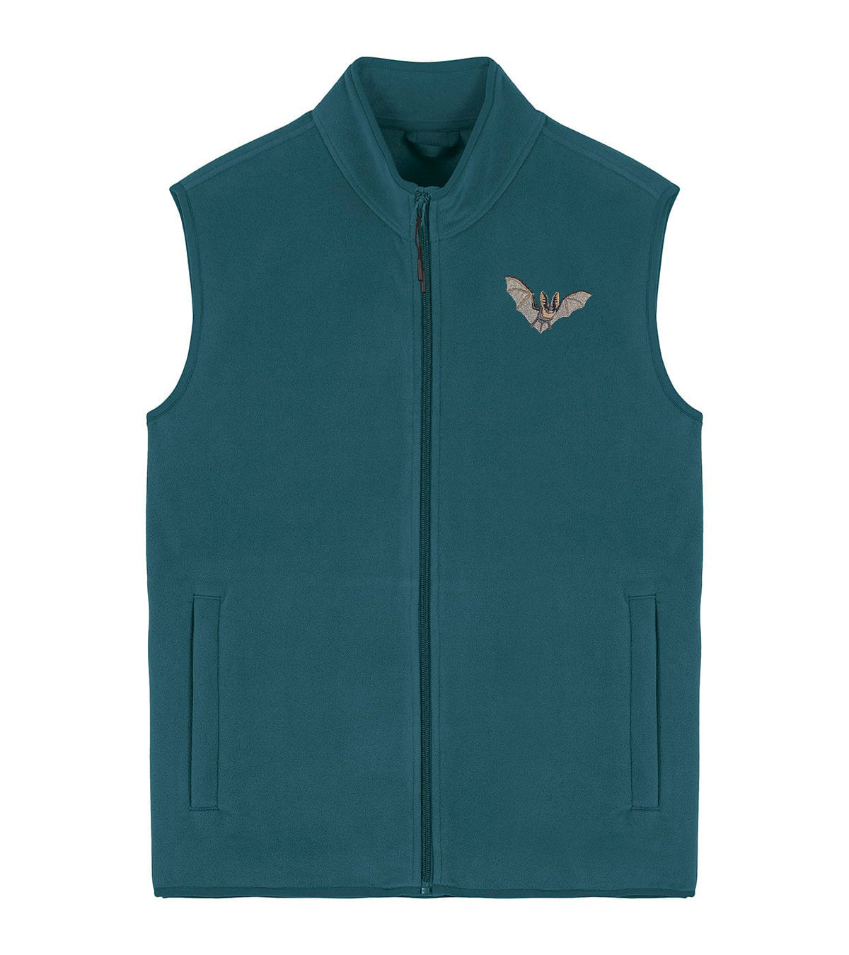 Grey Long-Eared Bat Embroidered Men's Fleece Gilet Bodywarmer