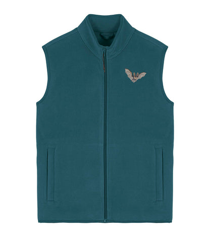 Grey Long-Eared Bat Embroidered Men's Fleece Gilet Bodywarmer