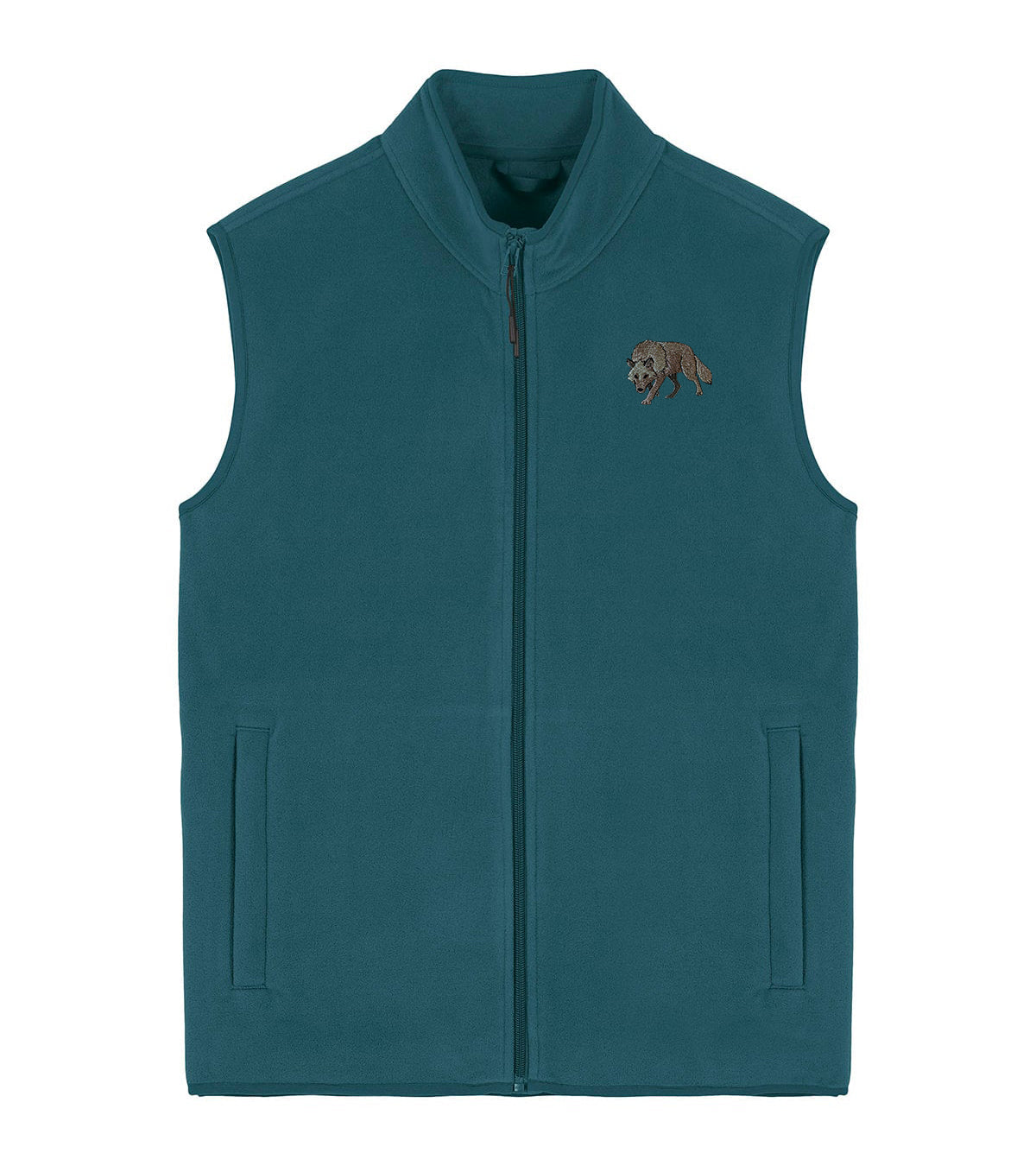 Grey Wolf Embroidered Men's Fleece Gilet Bodywarmer