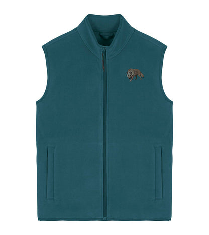 Grey Wolf Embroidered Men's Fleece Gilet Bodywarmer