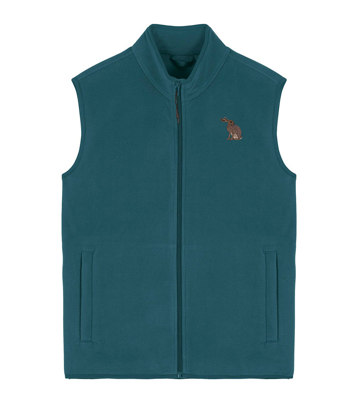 Hare Embroidered Men's Fleece Gilet Bodywarmer