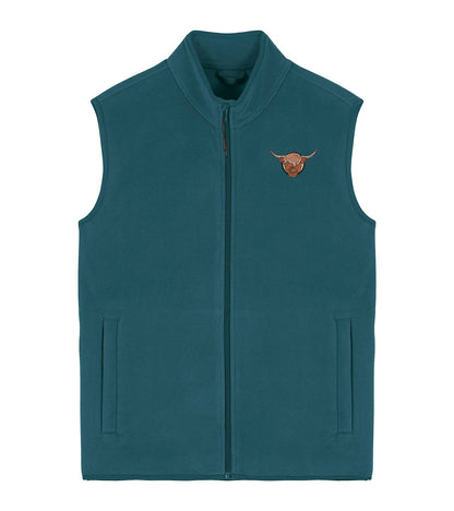 Highland Cow Embroidered Men's Fleece Gilet Bodywarmer