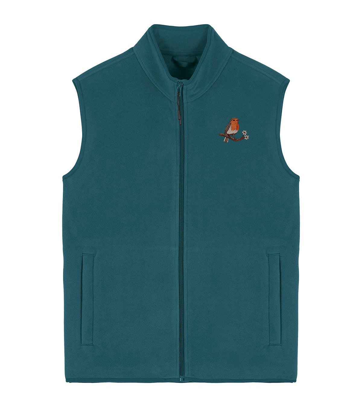 Robin Embroidered Men's Fleece Gilet Bodywarmer