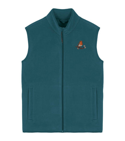 Robin Embroidered Men's Fleece Gilet Bodywarmer