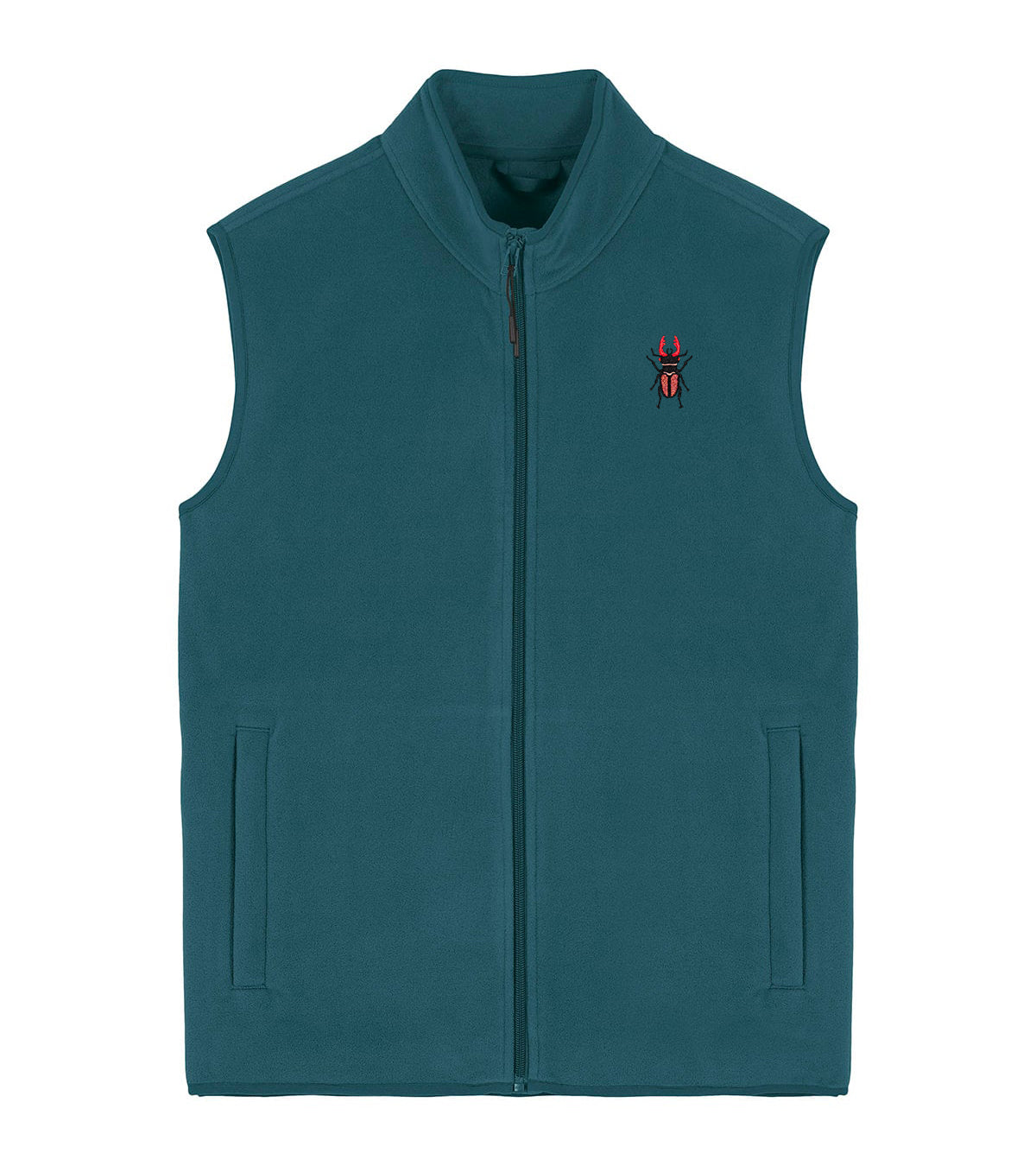 Stag Beetle Embroidered Men's Fleece Gilet Bodywarmer