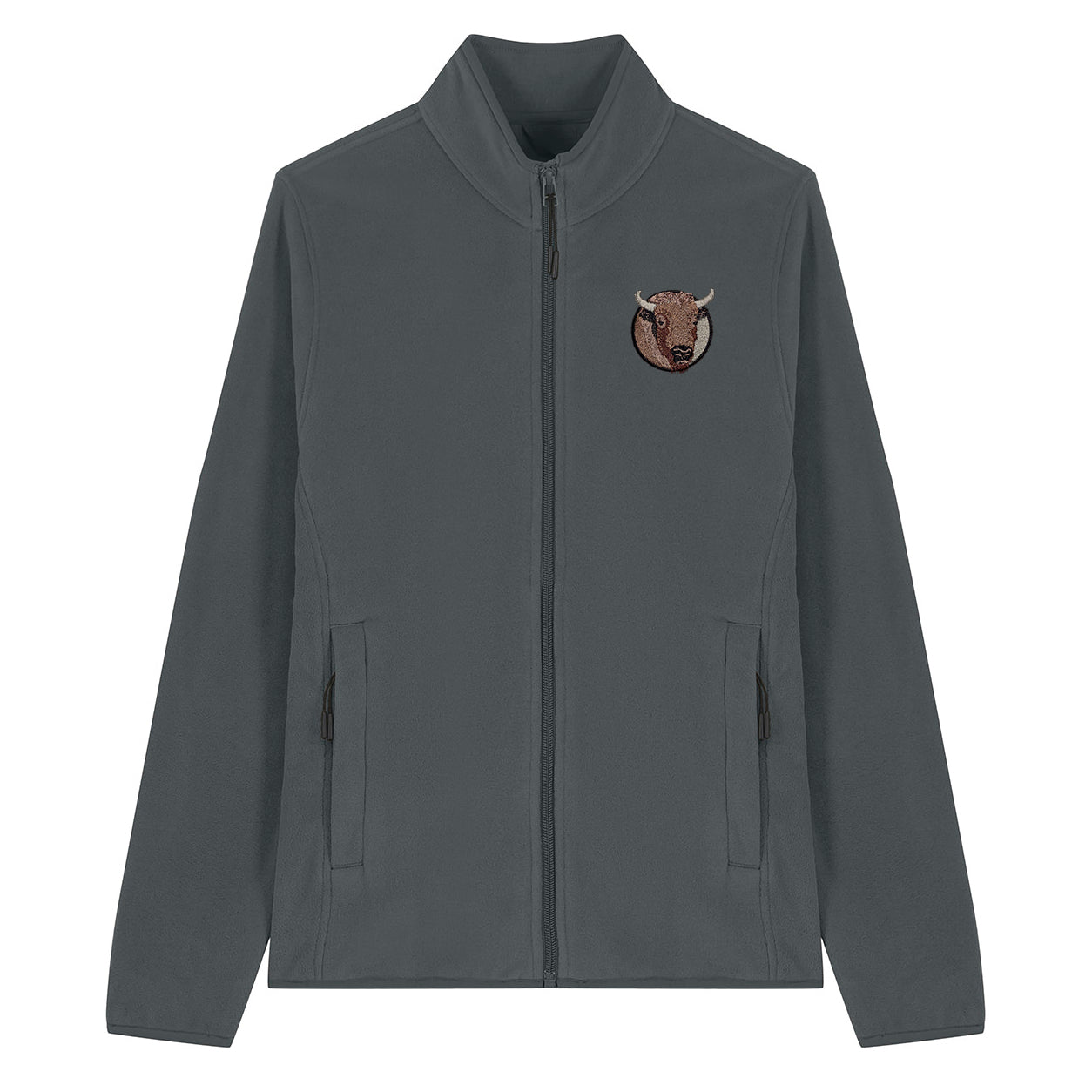 Bison Portrait Embroidered Women's Fleece Jacket