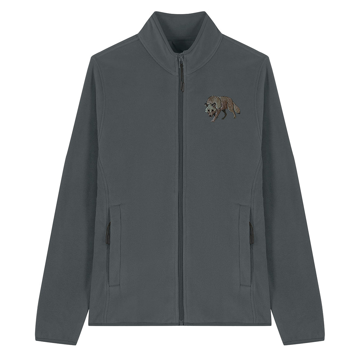 Grey Wolf Embroidered Women's Fleece Jacket