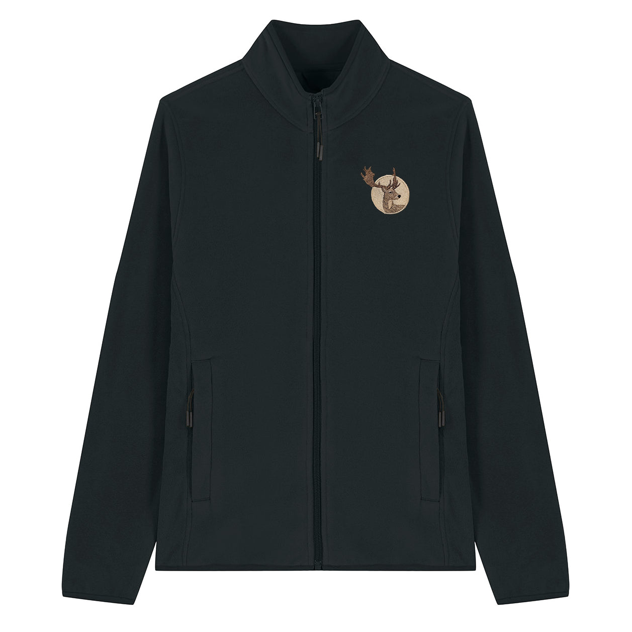 Fallow Deer Portrait Embroidered Women's Fleece Jacket