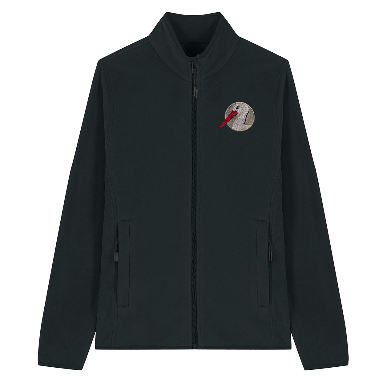 White Stork Portrait Embroidered Women's Fleece Jacket