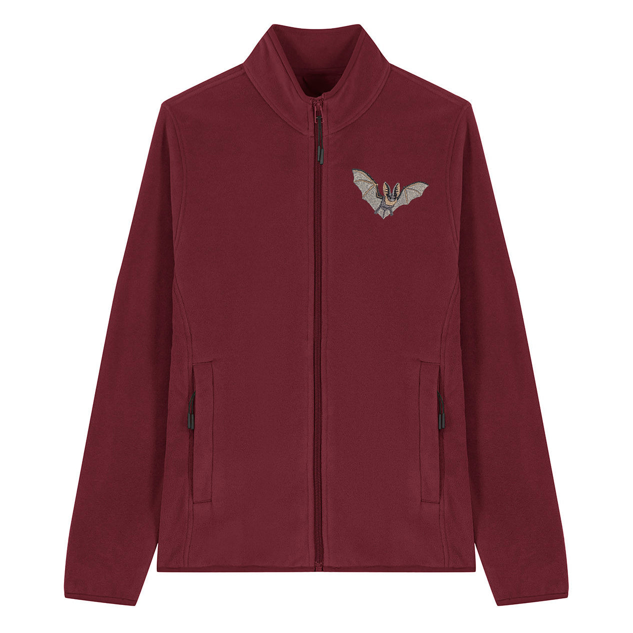 Grey Long-Eared Bat Embroidered Women's Fleece Jacket