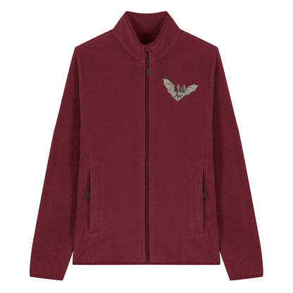 Grey Long-Eared Bat Embroidered Women's Fleece Jacket