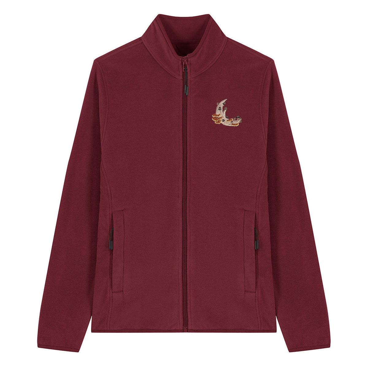 Mushroom Moon Crescent Embroidered Women's Fleece Jacket