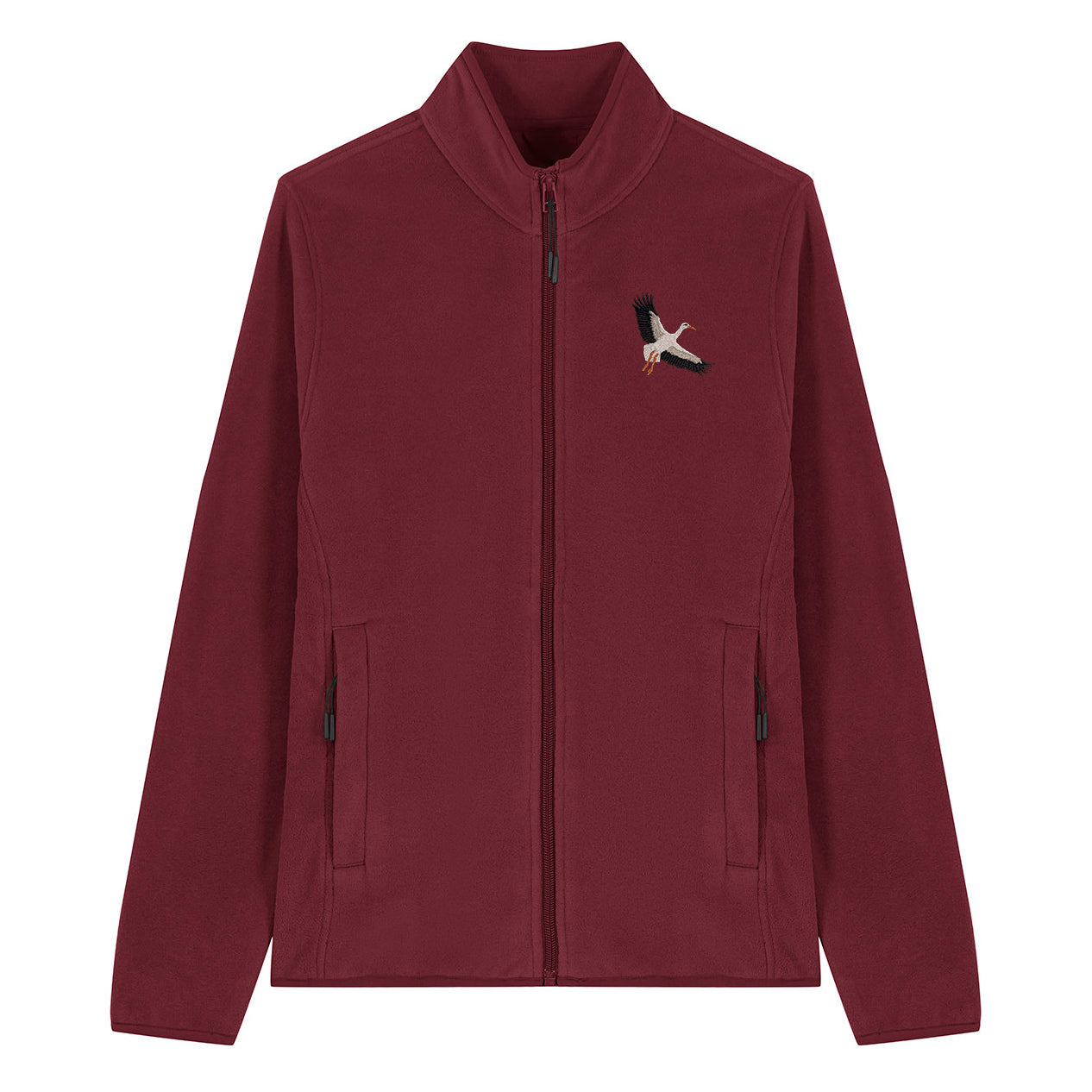 White Stork Flight Embroidered Women's Fleece Jacket