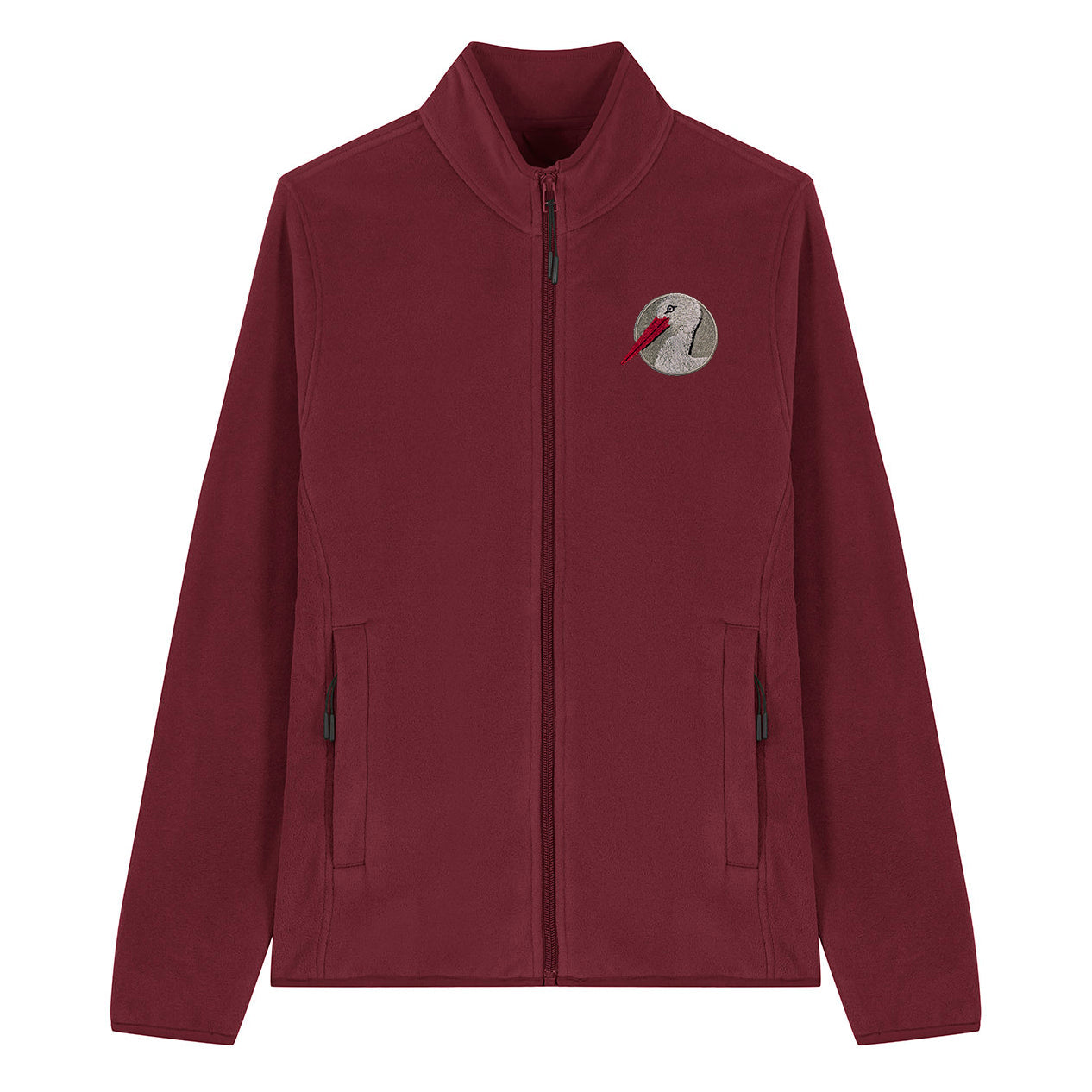 White Stork Portrait Embroidered Women's Fleece Jacket