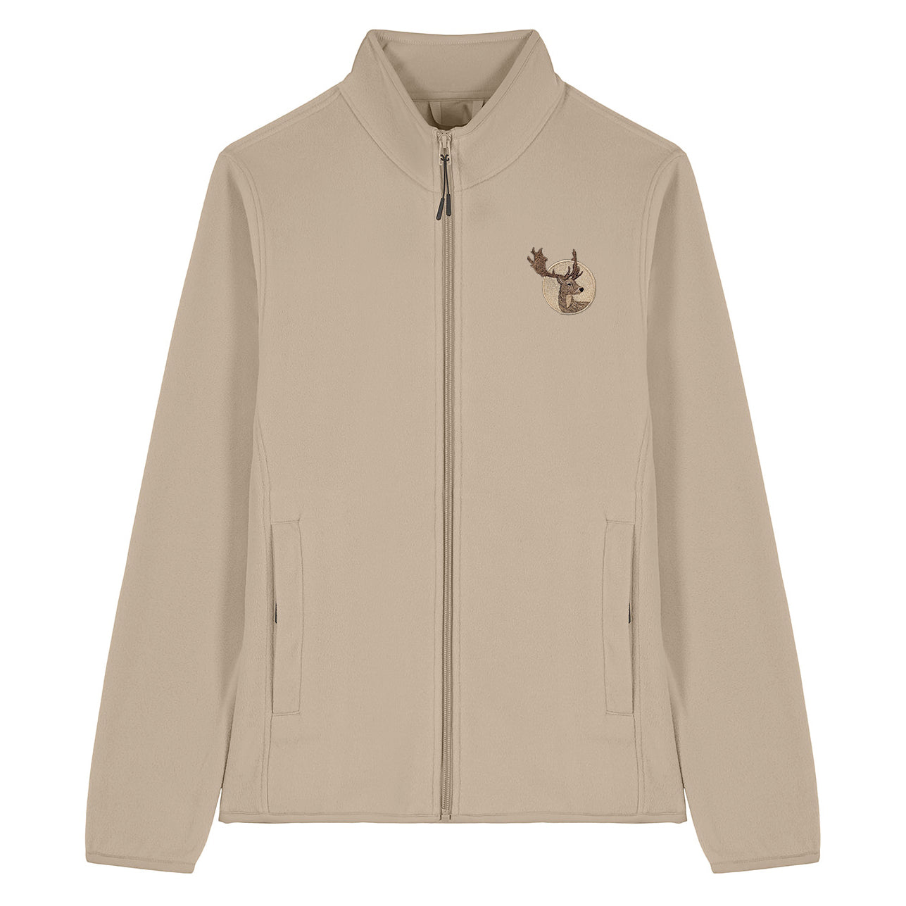 Fallow Deer Portrait Embroidered Women's Fleece Jacket