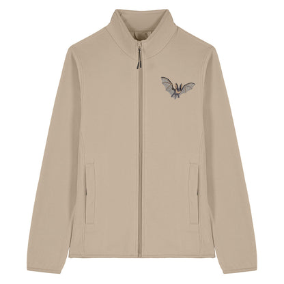 Grey Long-Eared Bat Embroidered Women's Fleece Jacket