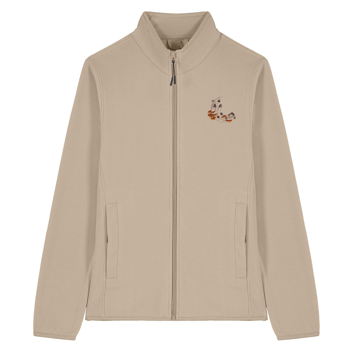 Mushroom Moon Crescent Embroidered Women's Fleece Jacket