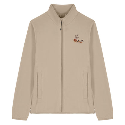 Mushroom Moon Crescent Embroidered Women's Fleece Jacket